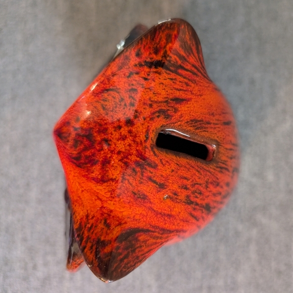 Canuck Pottery, Orange/Red and Black Owl Bank, Evangeline Glaze - Picture 5 of 6